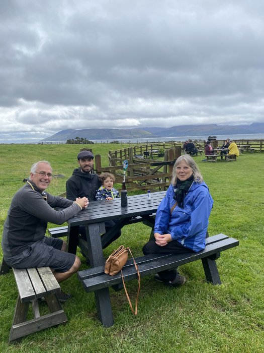 Enjoying the views from Skipness Seafood Cabin.